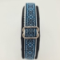 Preview: Halsband schwarz-blau-grau mit edler Bordüre verstellbar & gepolstert